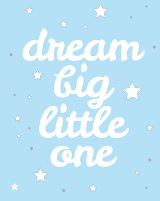 Baby boy nursery set, Moon and stars nursery, blue nursery decor, Dream Big Little One Art Print baby boy nursery blue gray nursery wall art