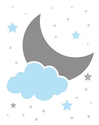 Baby boy nursery set, Moon and stars nursery, blue nursery decor, Dream Big Little One Art Print baby boy nursery blue gray nursery wall art