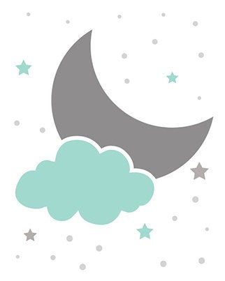 Moon and stars nursery, Mint nursery decor, Dream Big Little One Art Print, mint green nursery decor, nursery wall art, gender neutral baby,