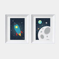 Space nursery decor, boys room decor, Kids room decor, rocket ship, Space themed nursery, Kids Wall Art, Outer Space Nursery Art, playroom