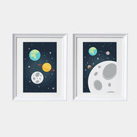 Outer Space Nursery Art, space print, nursery moon print, nursery wall art, kids room, space themed nursery, toddler, playroom decor, gift