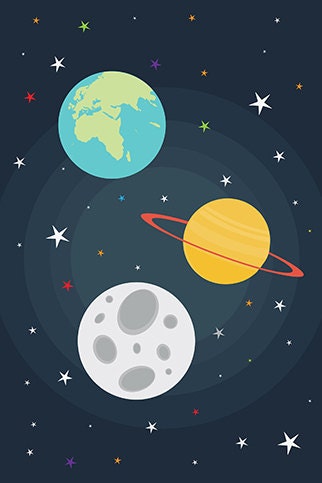 Space nursery decor, outer space, nursery wall art, baby boy nursery decor, set of 2, outer space decor print kids room, green rocket ship