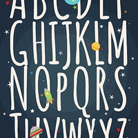 Space nursery decor, alphabet letters, alphabet nursery Art, Outer Space Room Art, set of 2 prints, Boy Nursery Space Decor, ABC nursery