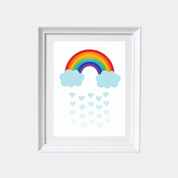 Nursery prints girl rainbow, rainbow nursery decor, gender neutral nursery decor, neutral nursery prints, cloud and raindrop, rainbow