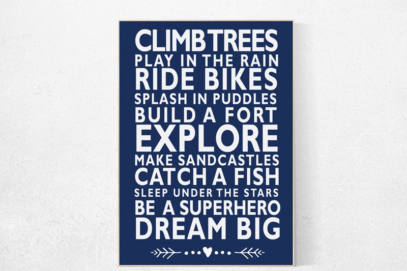 Baby Boy Nursery Art Print, Boy Rules Sign, Navy Nursery decor, baby boy rules, Boys Room Decor, playroom decor, baby boy nursery decor