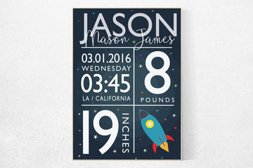 Baby birth stats, Space nursery decor, Outer Space Room Art, Boy Nursery, nursery wall art, Space Decor, space nursery art, baby name