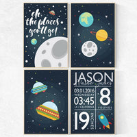 Baby birth stats, Space nursery decor, Outer Space Room Art, Boy Nursery wall art, Space Decor, space nursery art, playroom decor, kids room