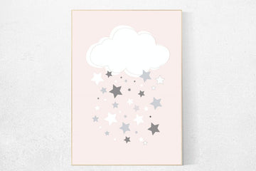 Nursery decor girl coral, blush nursery, cloud nursery, nursery decor girl, girls room decor, cloud and star nursery, pink and gray nursery