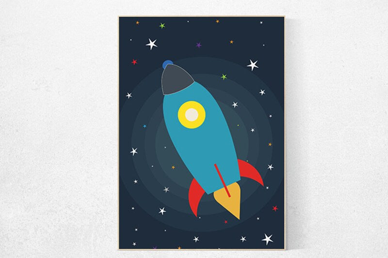 Space nursery decor, rocket, outer space nursery wall art, nursery set, kids room decor, nursery prints, baby boy, space themed nursery