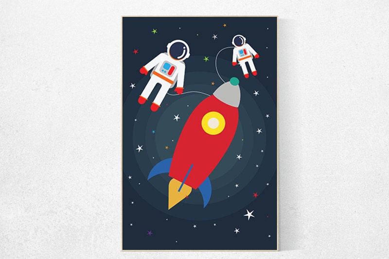 Nursery decor boy space, space themed nursery, navy nursery, Space nursery wall art, boys nursery ideas, planets, rocket, moon, astronauts