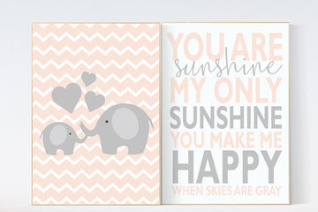 Girl nursery wall art, Girl nursery decor, You Are My Sunshine Nursery Art, coral nursery decor, coral nursery wall art girl nursery art