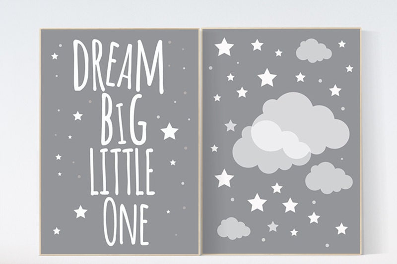 Dream big little one gray print, nursery print, baby&