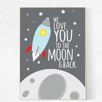 Space nursery decor, Love you to the moon and back, kids room decor, nursery prints, outer space nursery, space decor, space themed nursery