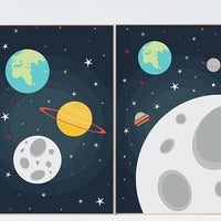 Outer Space Nursery Art, space print, nursery moon print, nursery wall art, kids room, space themed nursery, toddler, playroom decor, gift