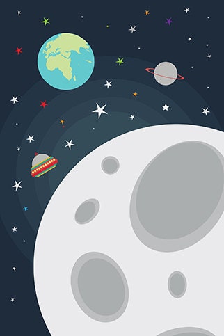 Space nursery decor, space themed nursery, outer space nursery wall art, baby boy, moon print, playroom decor kids room decor nursery prints