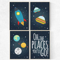Space theme nursery, Space nursery decor, oh the places you'll go, nursery set, space themed nursery, kids room, navy nursery decor