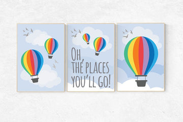 Hot Air Balloon Nursery decor, Oh the places you'll go Nursery Art Print, gender neutrel, nursery decor girl, nursery decor, playroom decor