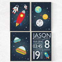 Baby birth stats, Space nursery decor, Outer Space Room Art, Boy Nursery wall art, Space Decor, space nursery art, playroom decor, kids room