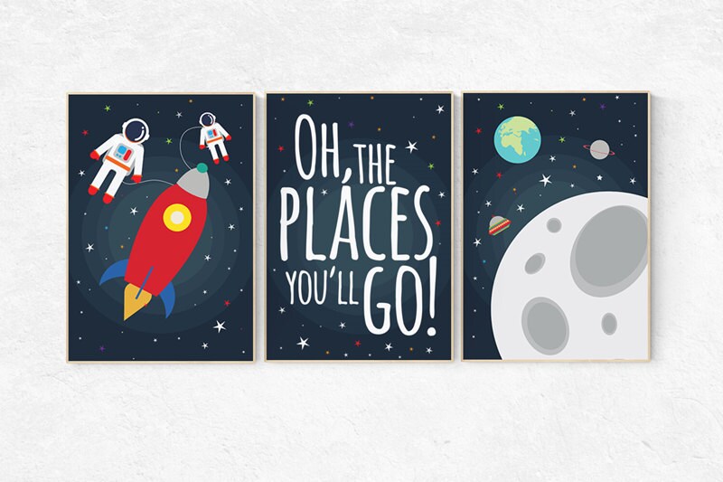 Space nursery decor, baby boy nursery oh the places you&