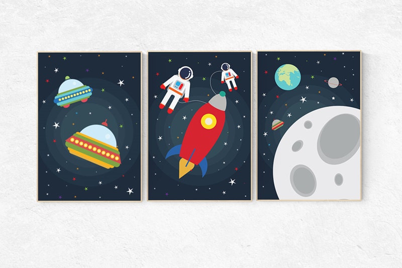 Space nursery decor, outer space nursery wall art, nursery set, space themed nursery, kids room decor, nursery prints, baby boy nursery