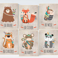 Woodland nursery, Be brave, tribal nursery decor, woodland nursery, fox bear nursery decor, set of 6 woodland nursery decor, forest animals