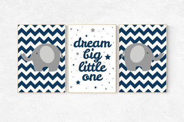 Navy nursery decor, dream Big little one, navy nursery, boys room decor, nursery decor boy, boys room wall art, baby boy nursery wall decor
