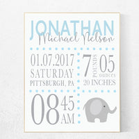 Birth stats wall art, blue nursery prints, baby boy gift personalized, Nursery Birth Stats, nursery prints, baby name wall art new baby gift