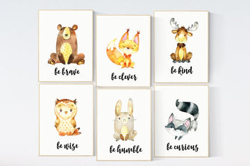 Nursery decor woodland, nursery decor animal, woodland animals, nursery wall art animals, woodland animals print, forest animals