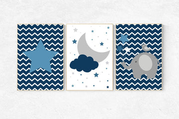 Navy nursery decor, navy nursery, boys room decor, nursery decor boy, cloud nursery, star nursery, boys room wall art, baby boy nursery