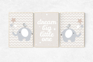 Dream Big Little One, gender neutral nursery, beige and cream, hot air balloon Nursery, Nursery Decor, Gray Beige gender neutral baby shower