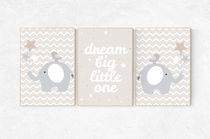 Dream Big Little One, gender neutral nursery, beige and cream, hot air balloon Nursery, Nursery Decor, Gray Beige gender neutral baby shower