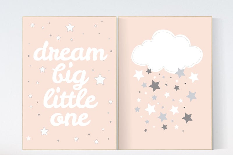 Dream Big little one, blush nursery wall art, baby girl, light coral nursery art, peach nursery decor, baby girl nursery decor, water melon