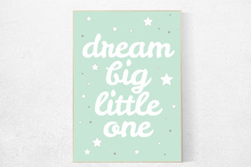 Mint nursery decor, dream big little one, mint green nursery decor, playroom decor, gender neutral nursery decor, mint green, cloud nursery