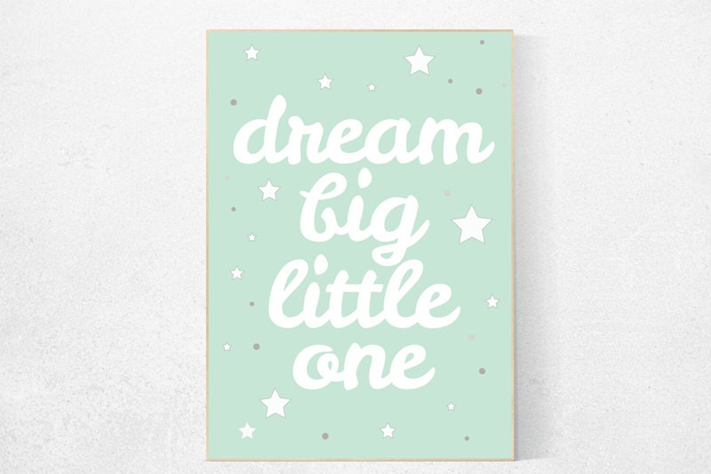 Mint nursery decor, dream big little one, mint green nursery decor, playroom decor, gender neutral nursery decor, mint green, cloud nursery