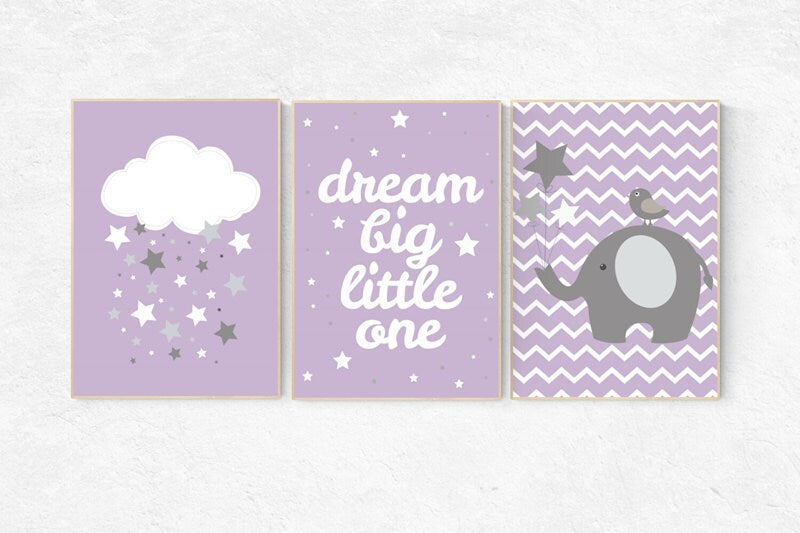 Nursery decor girl purple, Purple nursery decor, dream Big little one, nursery decor girl, purple gray, lavender nursery, lilac nursery