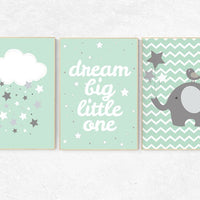 Mint nursery decor, dream Big little one, mint green nursery decor, playroom decor, gender neutral nursery decor, mint green decor, playroom