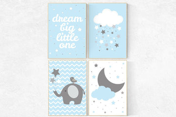 Blue nursery decor, Dream Big little one, baby girl, blue gray nursery decor, playroom decor, baby boy nursery decor kids room nursery ideas
