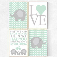 First We Had Each Other, mint nursery decor, elephant Nursery, Nursery Art, Nursery Decor, gender neutral nursery, set of 4, nursery prints