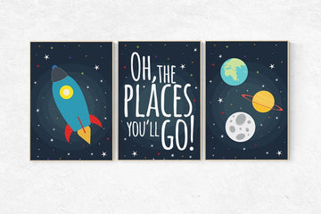 Nursery decor boy space, Space nursery decor, oh the places you'll go, outer space nursery, space print, Space themed nursery, boys room
