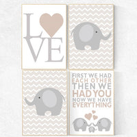 First We Had Each Other, nursery decor,  gender neutral nursery, beige and cream, elephant Nursery, Nursery Art, Nursery Decor, Gray & Beige