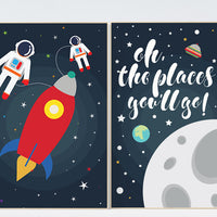 Oh the places you'll go, Space nursery decor, space theme, nursery decor, outer space nursery wall art, playroom decor, kids room, baby boy