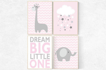 Dream Big little one, Pink nursery decor, baby girl, pink gray nursery decor, playroom decor, baby girl nursery decor, baby shower kids room