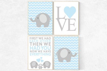 First We Had Each Other, blue gray nursery, boys room decor, Elephant Nursery Art, Nursery Decor, Baby boy Nursery Prints, blue nursery art