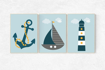 Nautical nursery prints, nursery decor boy, baby boy nursery decor, Nautical decor, blue nursery, boys room decor, playroom decor, kids room