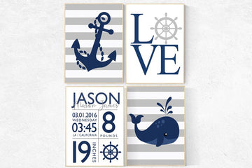 Nursery decor boy nautical, whale nursery decor, nursery wall art boy navy, nursery decor, nursery decor ocean, baby room decor nautical