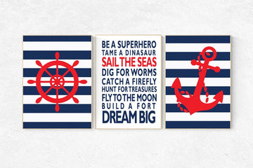 Nursery decor boy nautical, Boy Rules Print, Nautical Nursery Art, Baby Boy Nautical nursery, navy nursery decor, nautical decor nursery