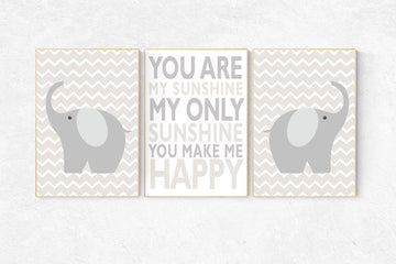 You are my sunshine my only sunshine, Gender neutral nursery, beige, cream, elephant Nursery Decor, Gray, gender neutral, nursery decor