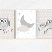 Gender neutral nursery, beige and cream, owl nursery decor, Nursery Decor, Gray Beige gender neutral baby, gender neutral baby shower