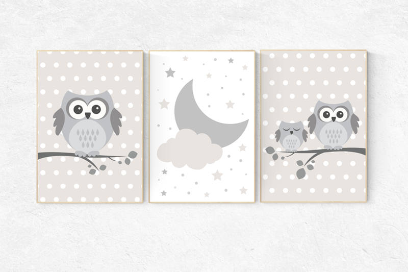 Gender neutral nursery, beige and cream, owl nursery decor, Nursery Decor, Gray Beige gender neutral baby, gender neutral baby shower