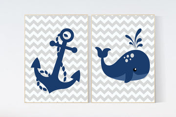 Nautical nursery prints, navy nursery decor, boys room decor, whale nursery, Nautical decor, whale nursery decor, nursery decor boys,